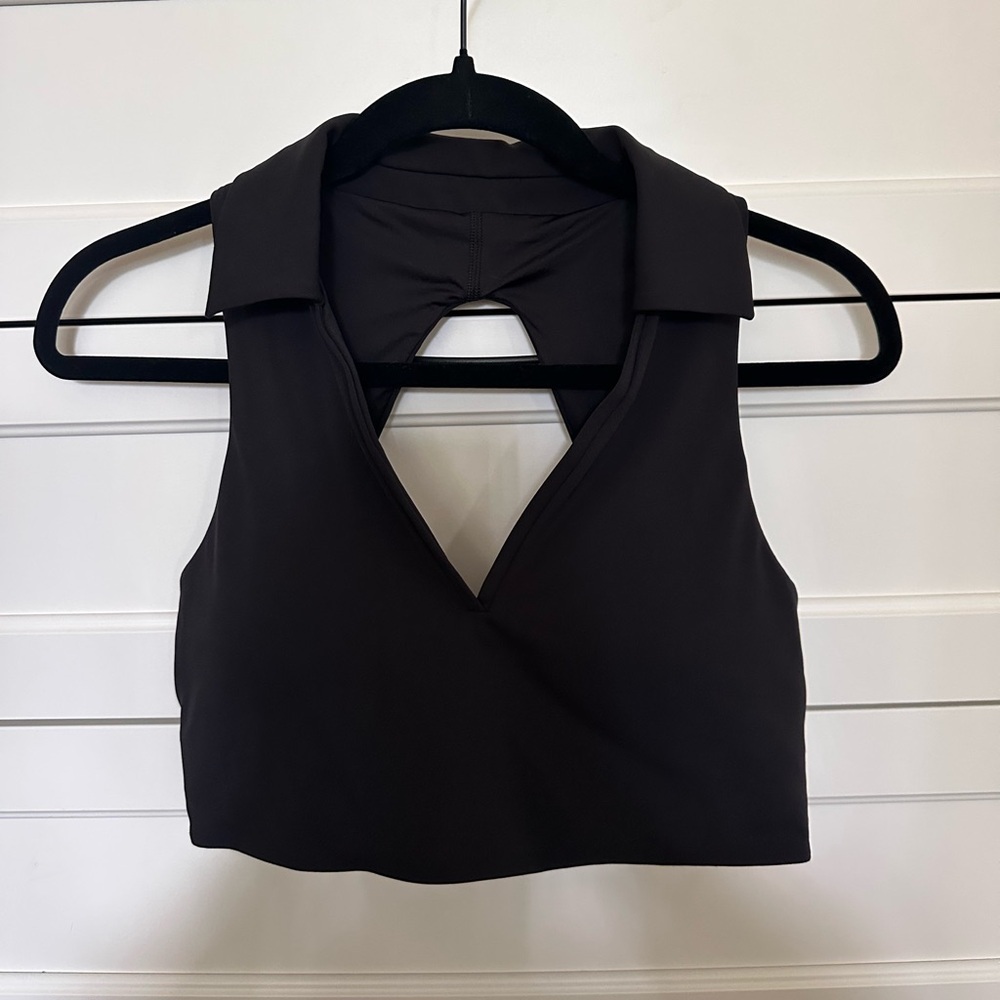 Lululemon Collared Tennis Longline Bra B/C cup Black padded Size 8